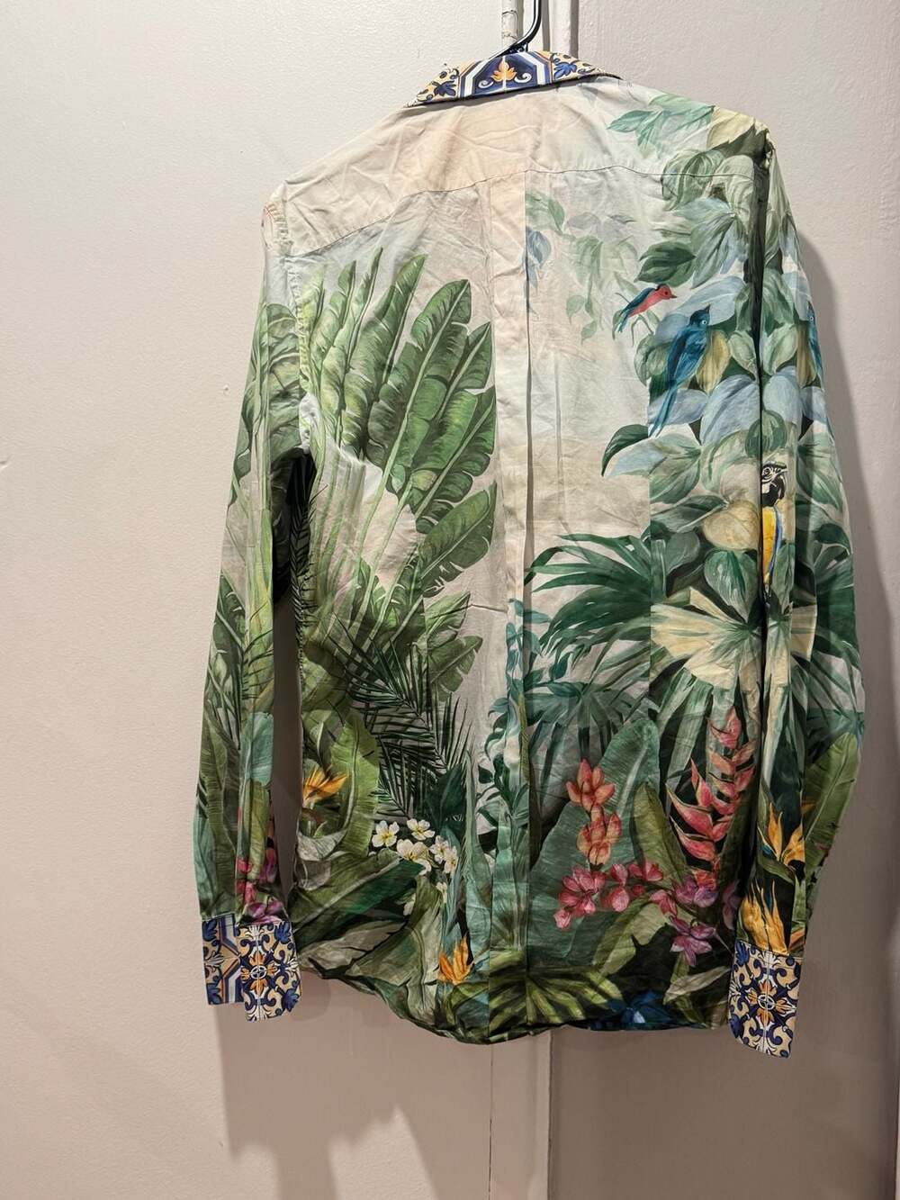 Dolce & Gabbana Gold Fit Tropical Jungle Forest Print Button-Down Shirt